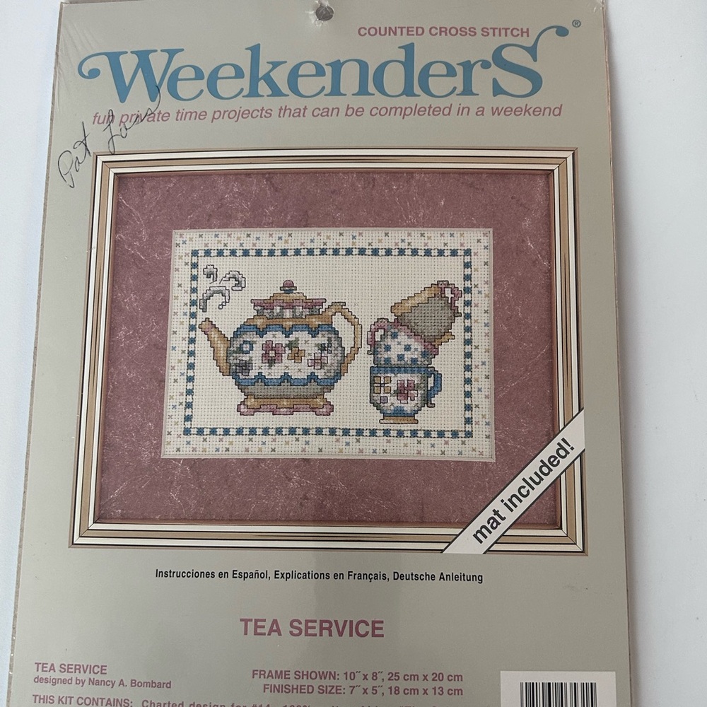 WeekenderS Counted Cross Stitch Kit TEA SERVICE New Old Stock Factory Sealed